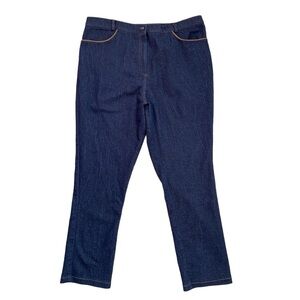 JAHHAN Stretchy Denim Look Straight Leg Trouser Pants